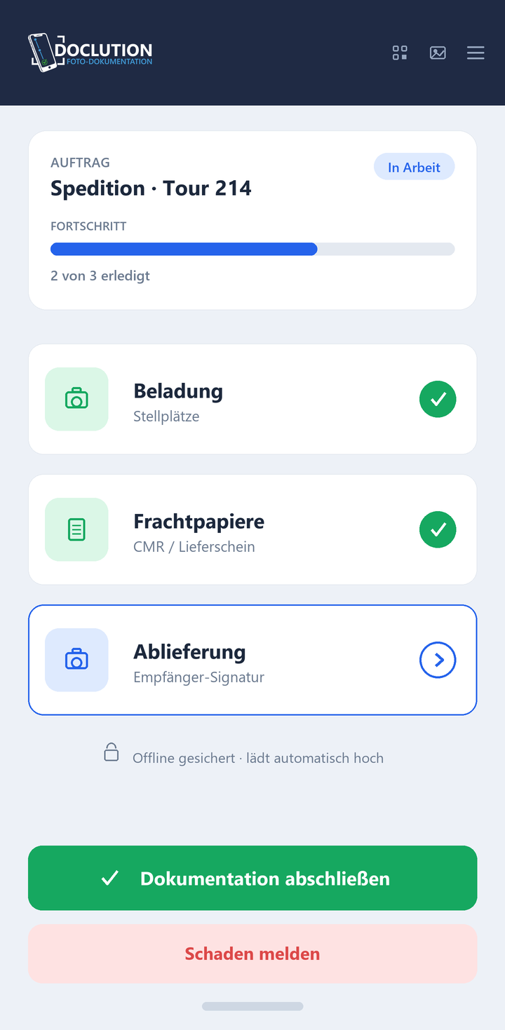 Doclution App – Spedition